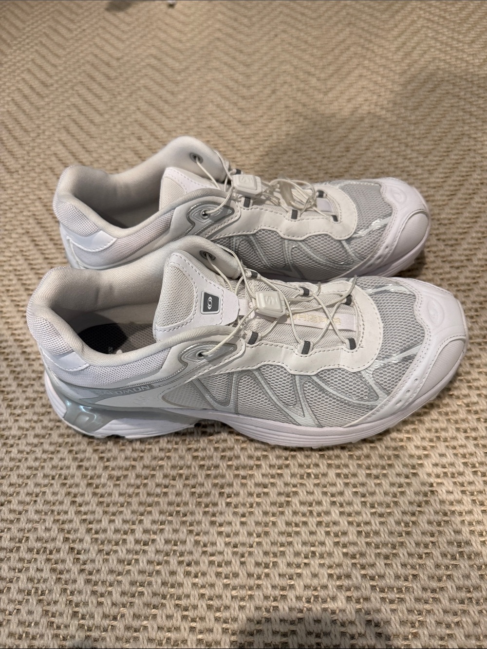 Salomon Women’s White Athletic Shoes with Silver Accents